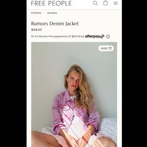 Free People Rumors Denim Jacket Size Small - Pink